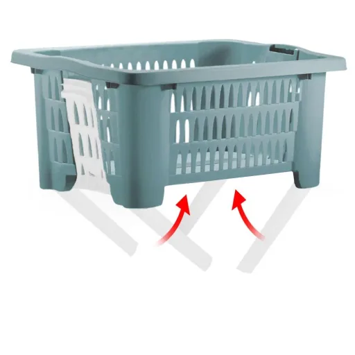Wäschekorb mit Klappbeinen blau