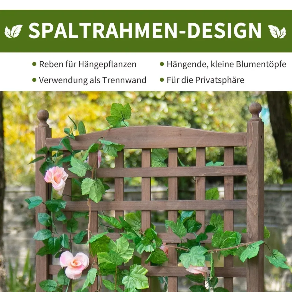 Pflanzkasten mit Rankgitter Blumenkasten Rankkasten Rosenbogen mit Rankhilfe für Kletterpflanzen Garten Holz Dunkelbrau