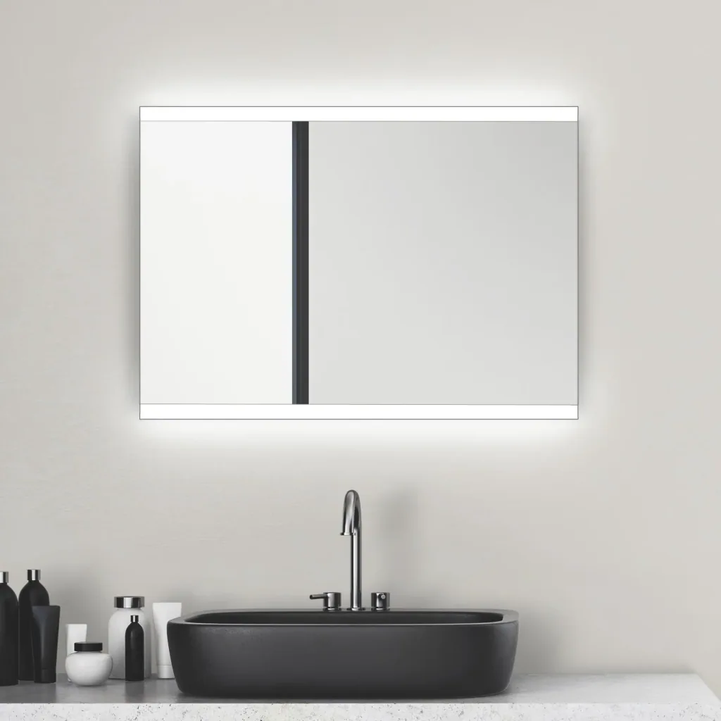 Badezimmerspiegel mit Beleuchtung, "Loft" - 50 x 70 cm - horizontale und vertikale Aufhängung