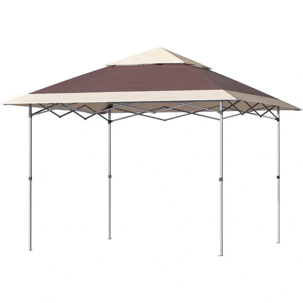 Gazebo faltbar - Pavillon mit Rolltasche - 3,6 x 3,6 m - Braun/Khaki