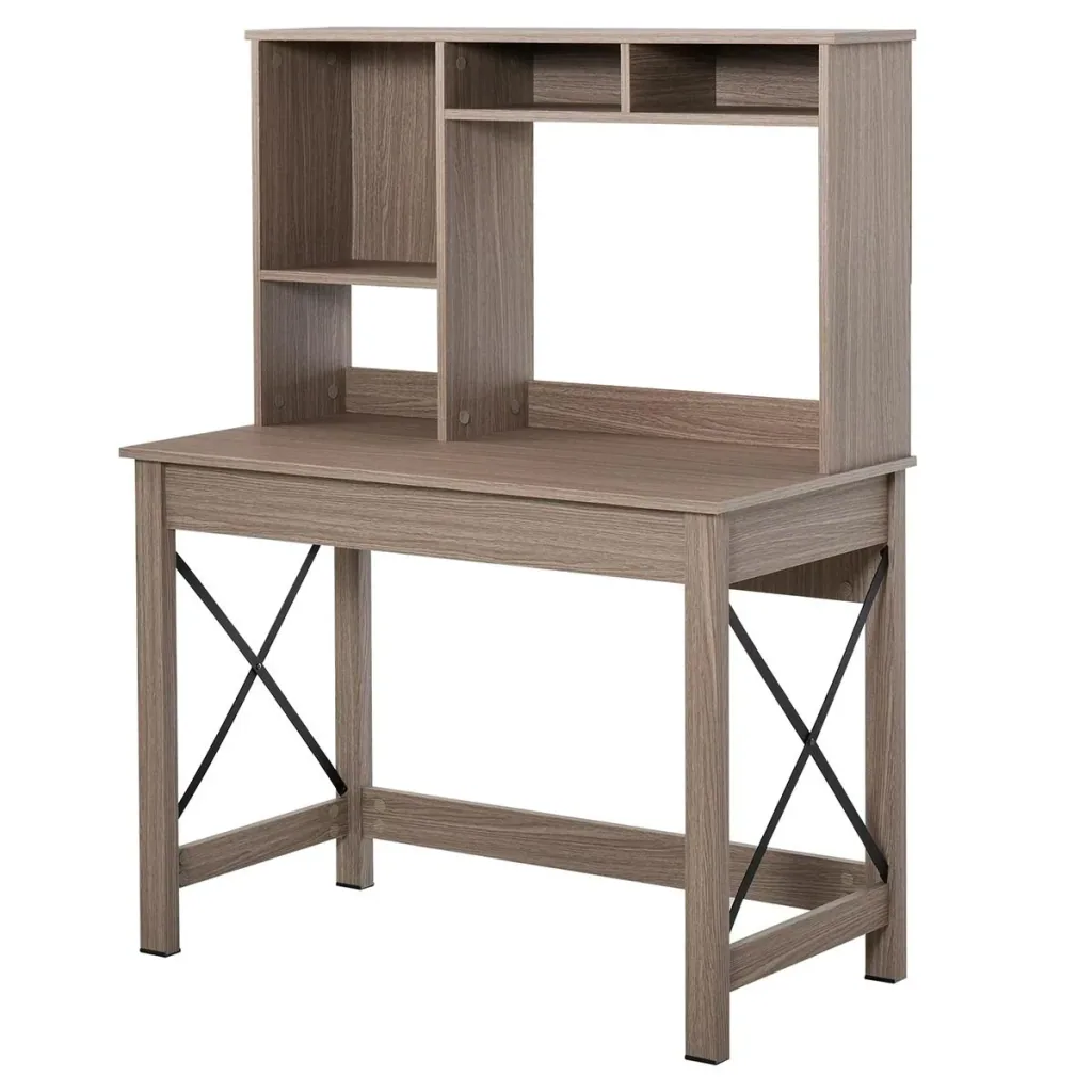 Schreibtisch mit 4 kleine Bücherregal aus Spanplatte platzsparend und geeignet für Schlafzimmer Büro Natur 105 x 50 x 13