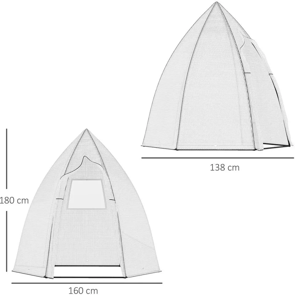 Wintergartenzelt für Pflanzen - Roll-up Garten - Weiß - 160 x 138 x 180 cm