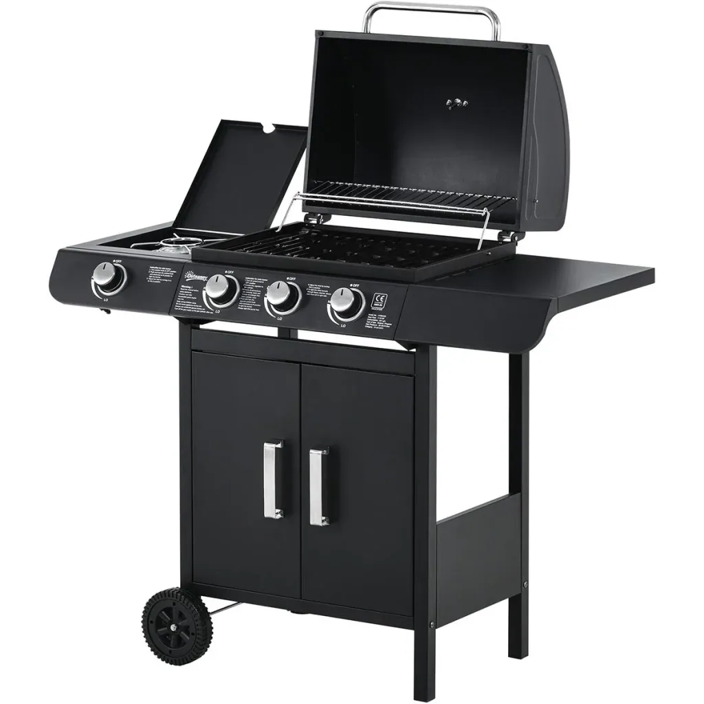 Grillwagen mit 4 Brennern schwarz