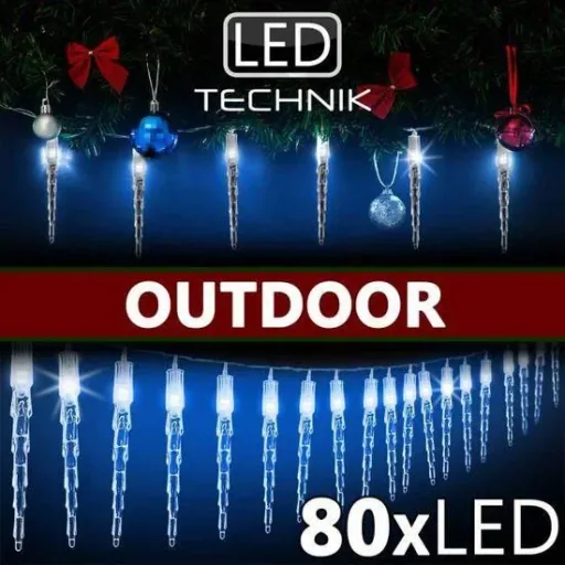 Weihnachtslichterkette Eiszapfen 80 LED 13m