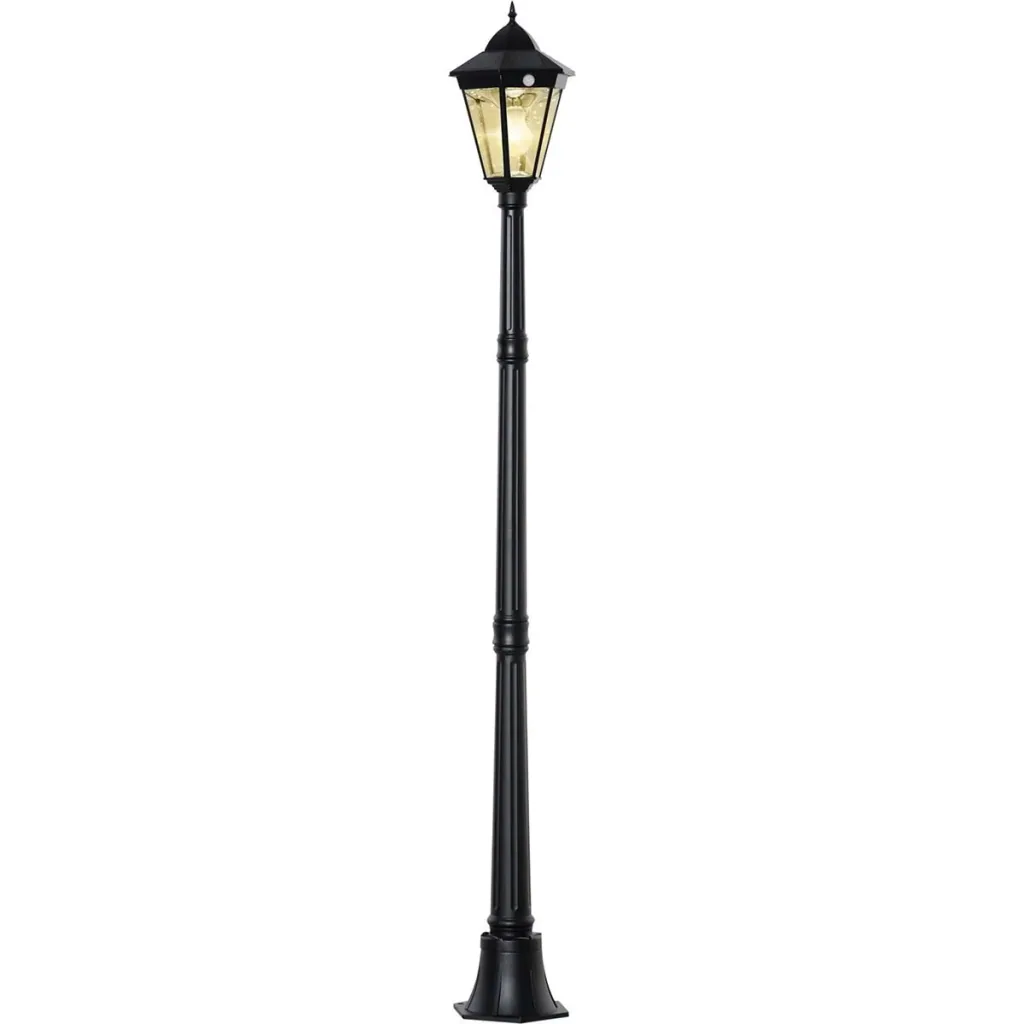 Solar Lampenmast - 19 LEDs - 130 Lumen - 3000K - Schwarz - 22 x 22 x 194 cm
