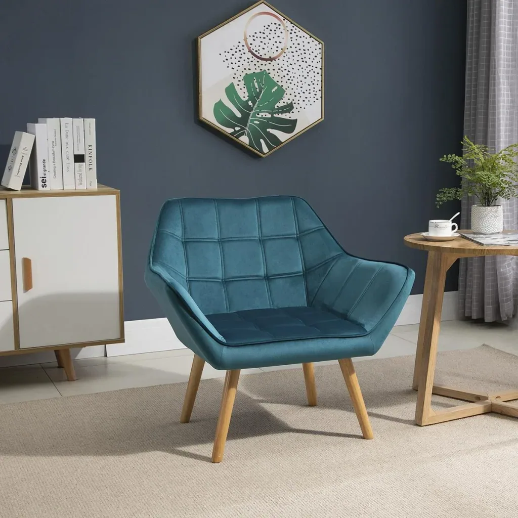 Einzelsessel Ohrensessel Relaxsessel Sessel mit Samt erhöhte Beine samtartiges Polyester skandinavisch Grün 68,5 x 61 x