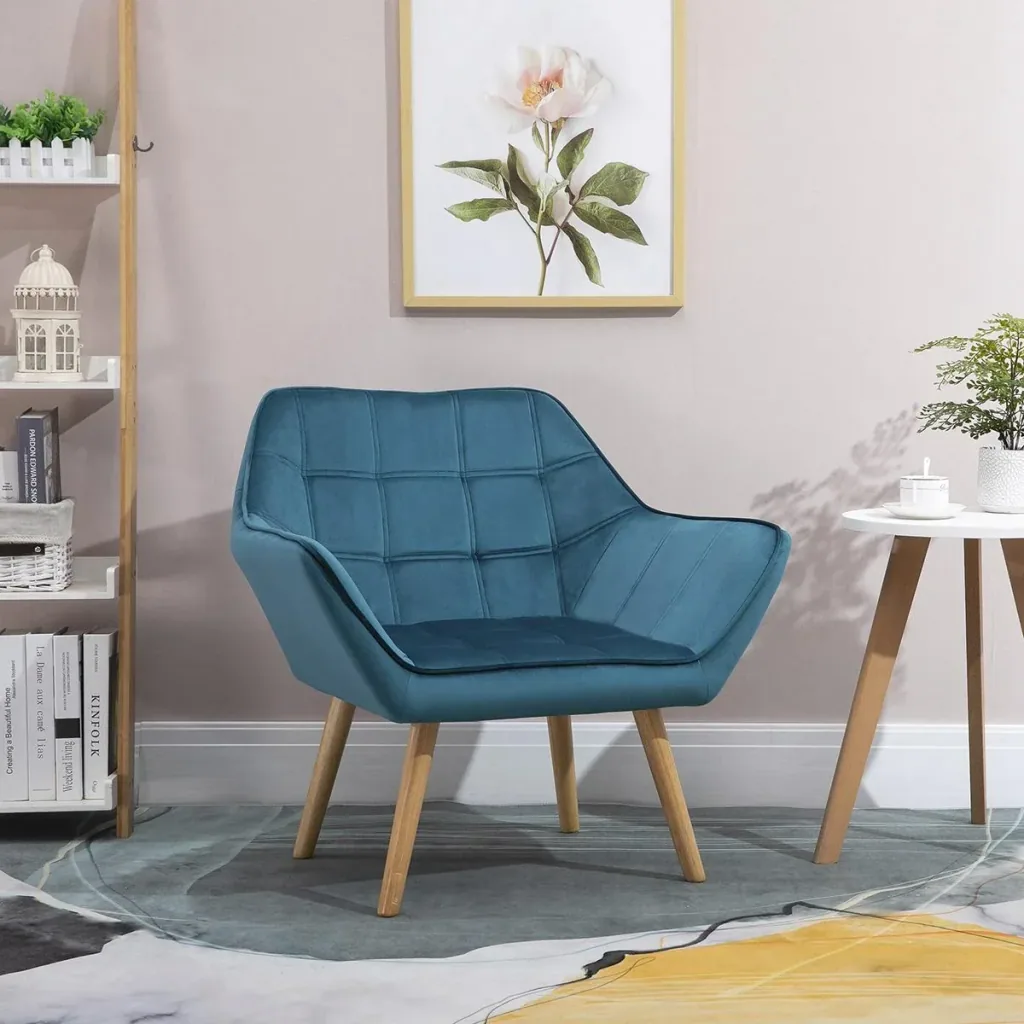 Einzelsessel Ohrensessel Relaxsessel Sessel mit Samt erhöhte Beine samtartiges Polyester skandinavisch Grün 68,5 x 61 x