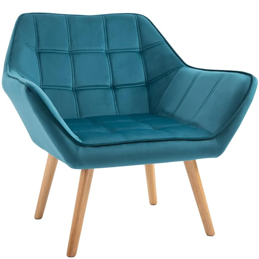 Einzelsessel Ohrensessel Relaxsessel Sessel mit Samt erhöhte Beine samtartiges Polyester skandinavisch Grün 68,5 x 61 x
