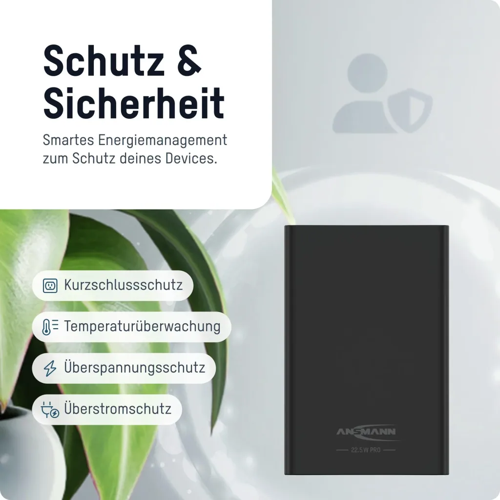 Powerbank 10000 PS222PD, Quick Charg 3.0 und Huawei Supercharge - schwarz
