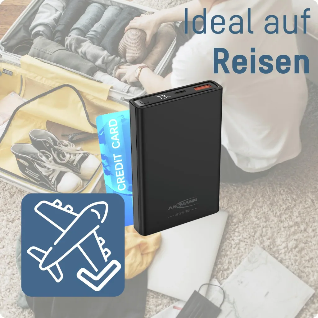 Powerbank 10000 PS222PD, Quick Charg 3.0 und Huawei Supercharge - schwarz
