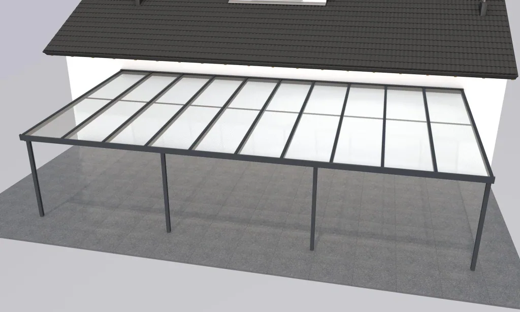 Terrassendach Premium, anthrazit, 10140 x 5060 mm - Klima blue