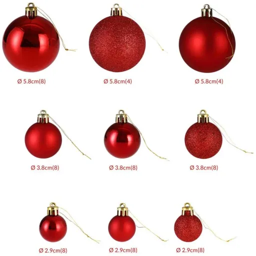 Kugeln - Christbaumschmuck - Rot 77 Stück