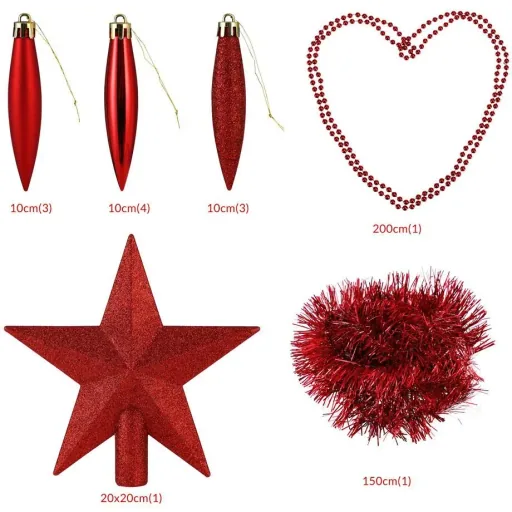 Kugeln - Christbaumschmuck - Rot 77 Stück