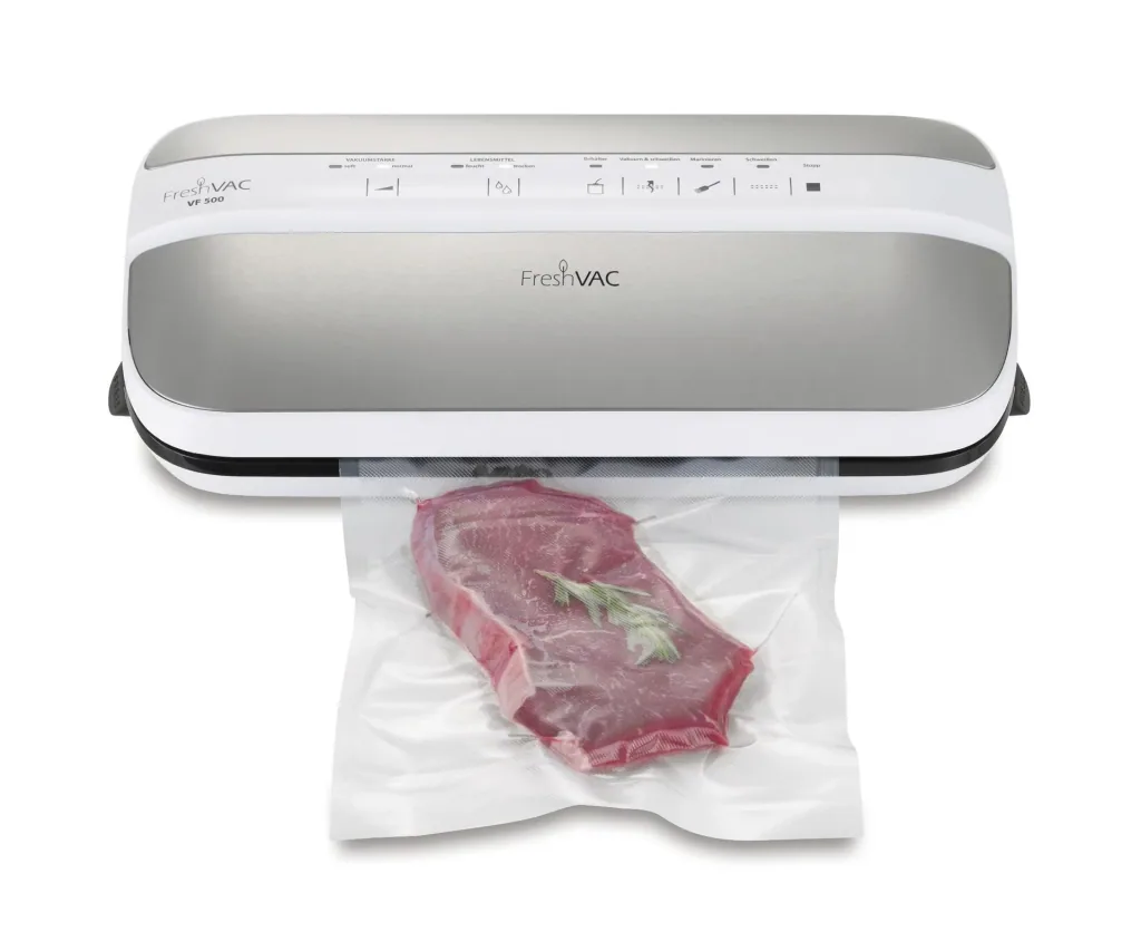 Vakuumierer FreshVAC VF500 Edelstahl, 120 Watt - Mit Folienschneider und Rollenfach!