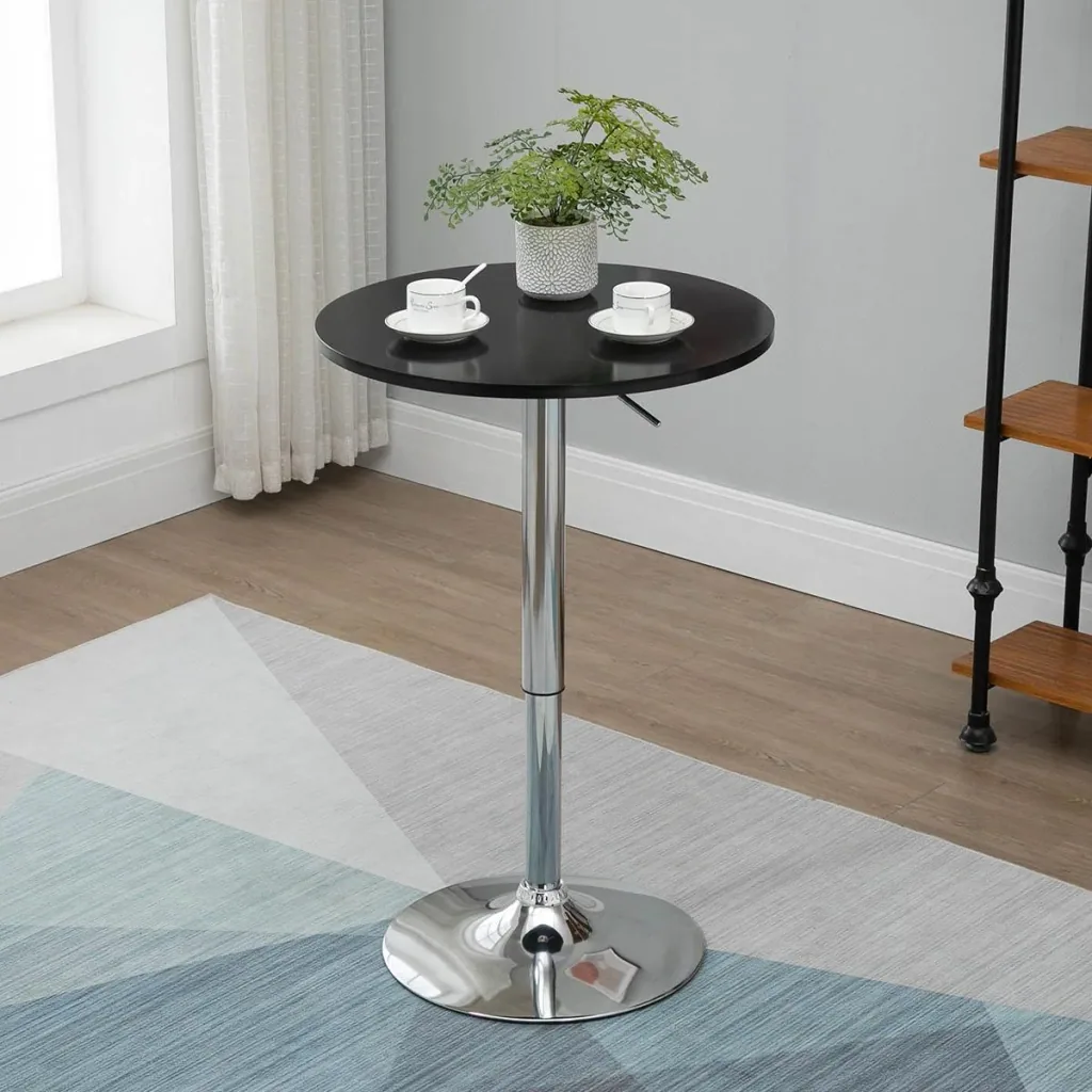 Bar-Beistelltisch - Verstellbar - Schwarz - Ø61 x 70-90 cm