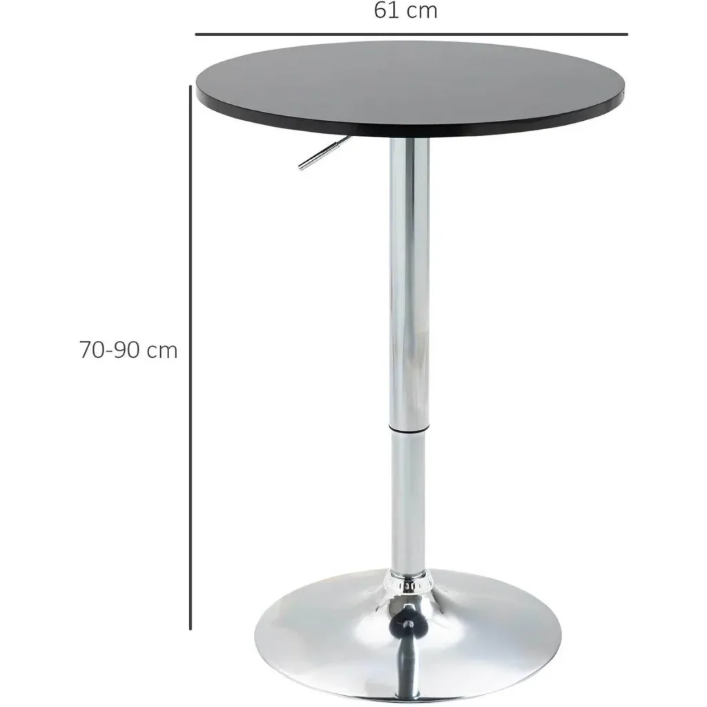 Bar-Beistelltisch - Verstellbar - Schwarz - Ø61 x 70-90 cm