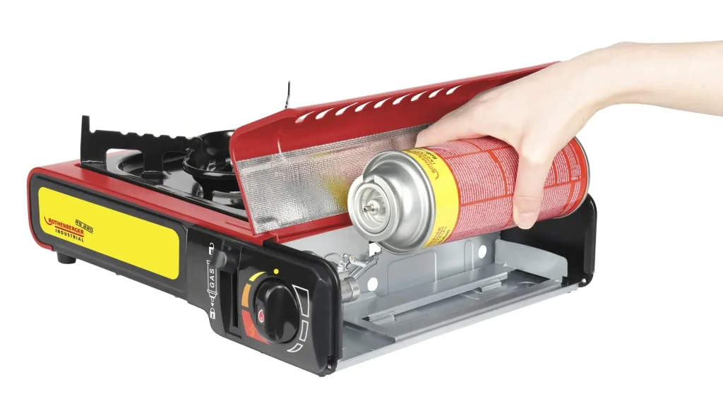 Kompakter Gas-Tischkocher Gourmet RS 220 mit integriertem Kartuschenfach