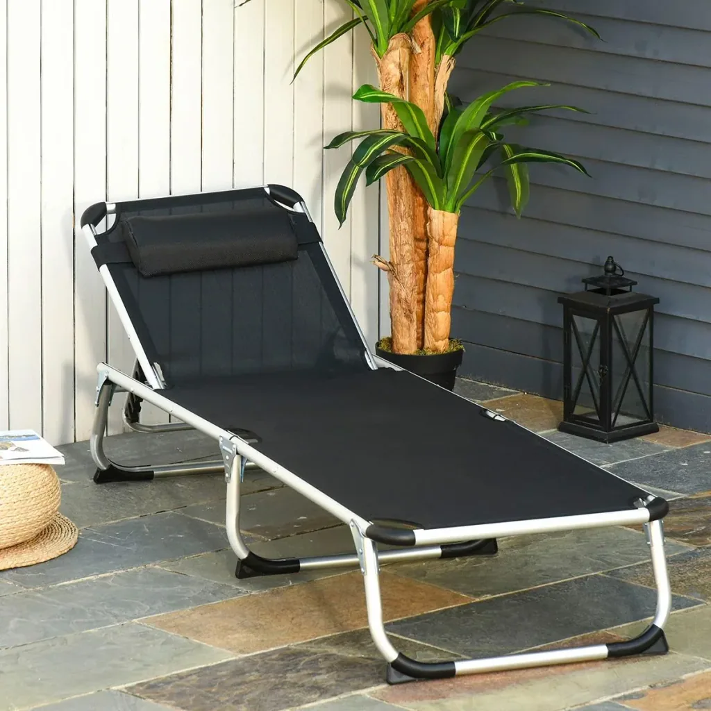 Gartenliege 5-stufig verstellbar schwarz