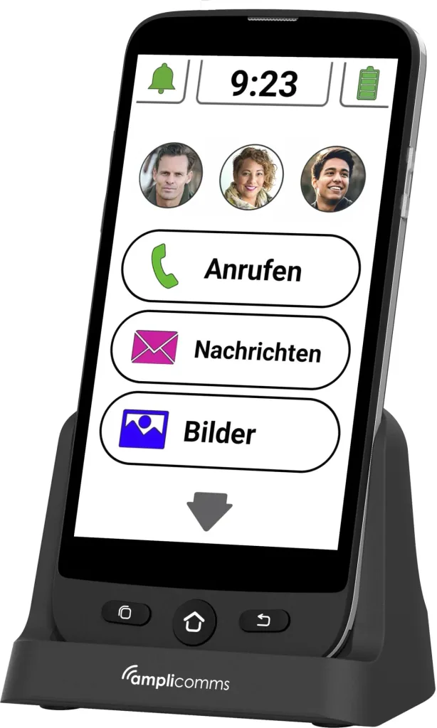 Senioren Smartphone M510-C mit Ladeschale und Schlüsselband