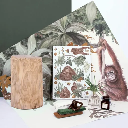 Lilipinso Vlies Wandbild Dschungel mit Palmen grün braun