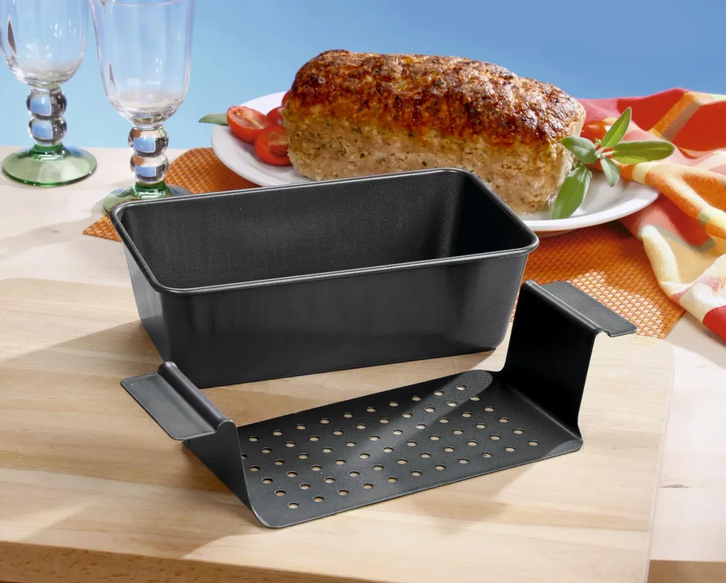 Hackbraten-Form "Profi", mit Fettauffangfunktion, Schwarz, 25 x 14,5 x 7,5 cm