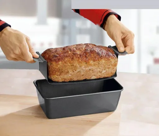 Hackbraten-Form "Profi", mit Fettauffangfunktion, Schwarz, 25 x 14,5 x 7,5 cm