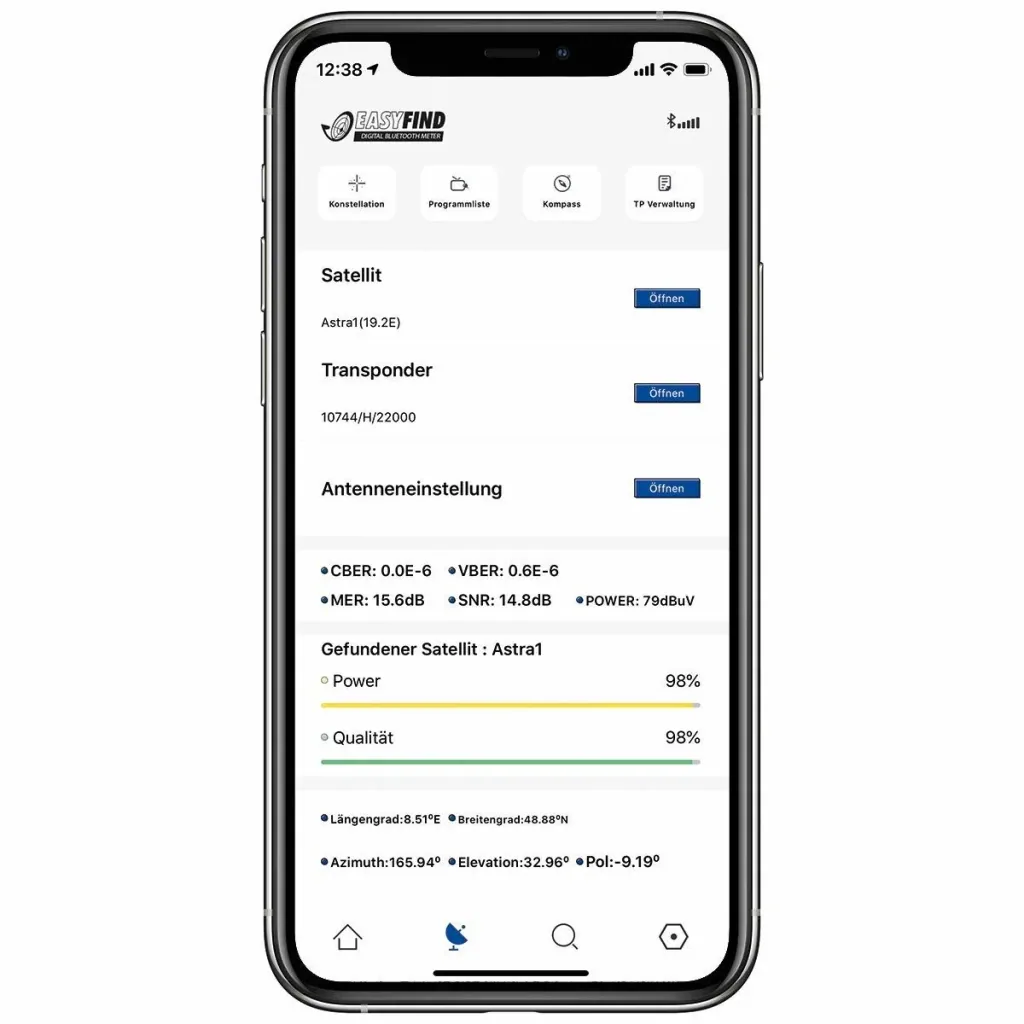 Satfinder mit Bluetooth und App Steuerung