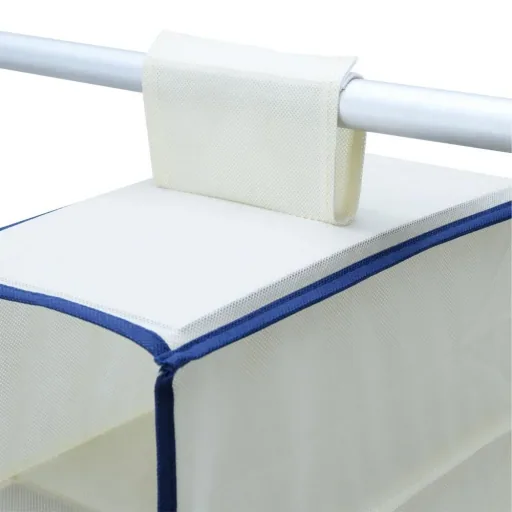 2x Garderobenbügel mit 6 Fächern in beige/blau