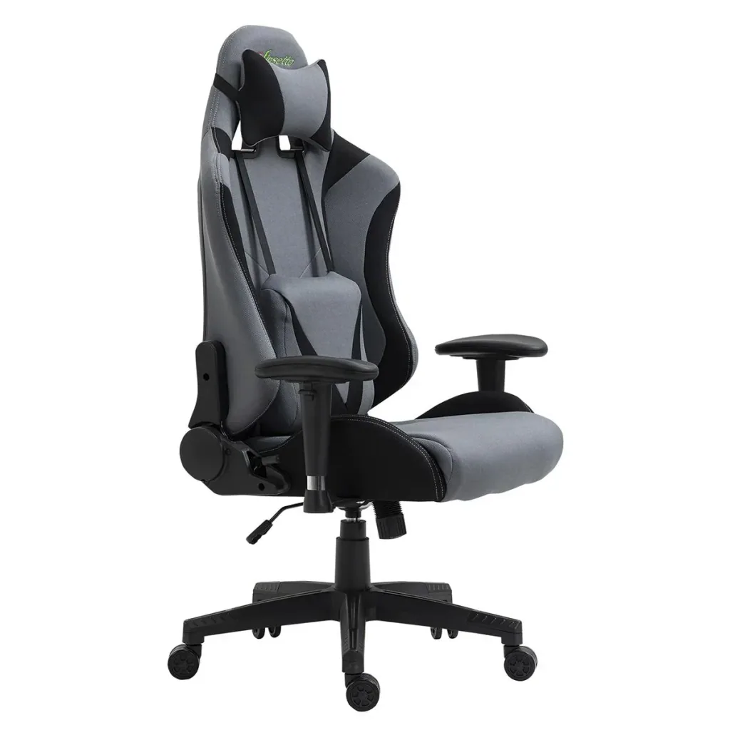 Gaming Stuhl Ergonomischer Bürostuhl Drehstuhl mit Kissen und Rückenlehne verstellbar Schaumstoff Spandex-Gewebe Schwarz