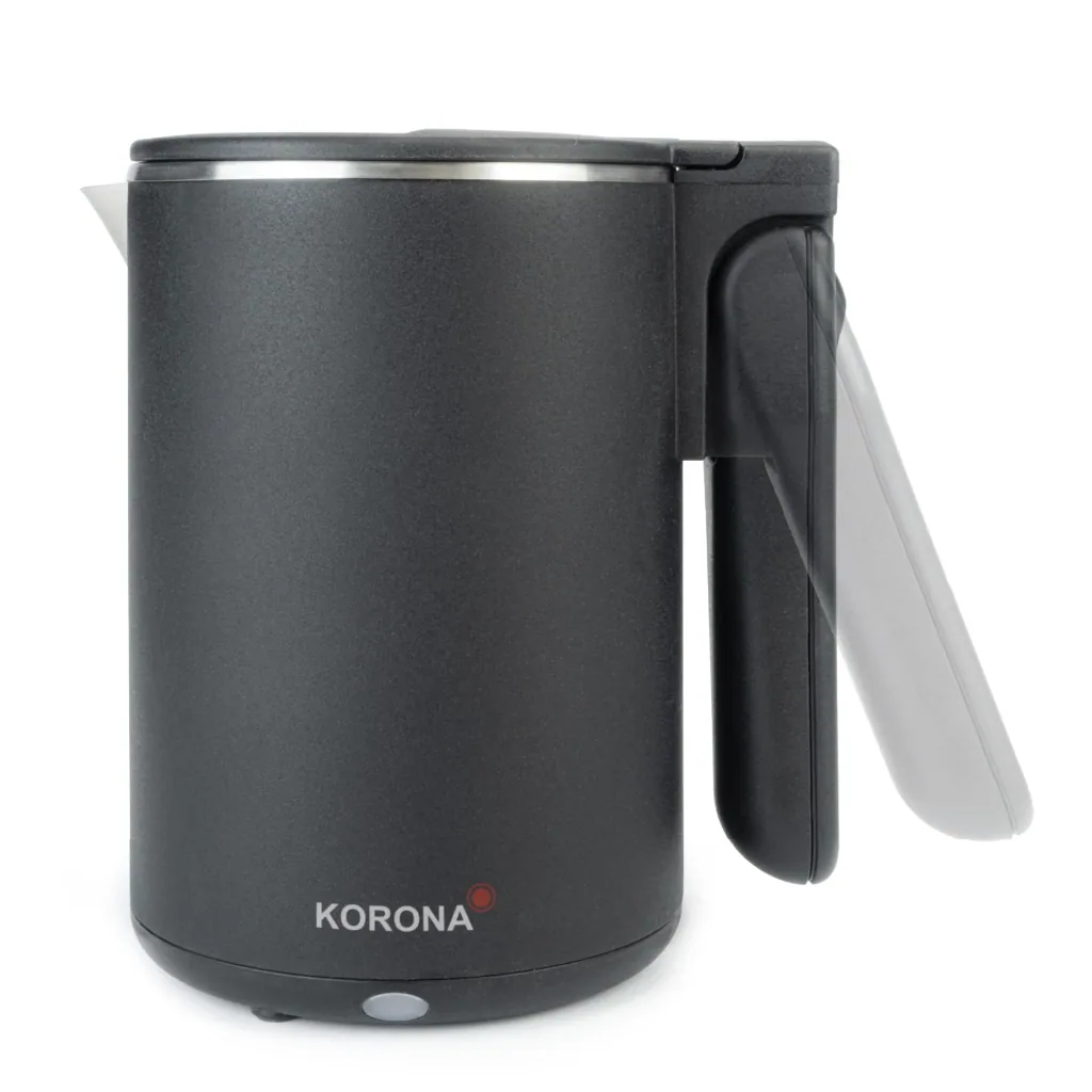 Reise-Wasserkocher 0,6 Liter, doppelwandig, schnurlos, Schwarz, 800 Watt