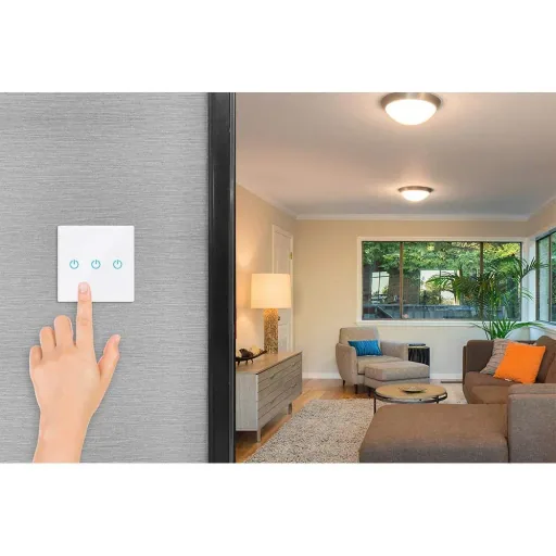 Smarthome VT-5005 Eingebauter WiFi-Touch-Schalter - 3 Tasten - weiß - funktioniert mit Amazon Alexa und Google Home Assi