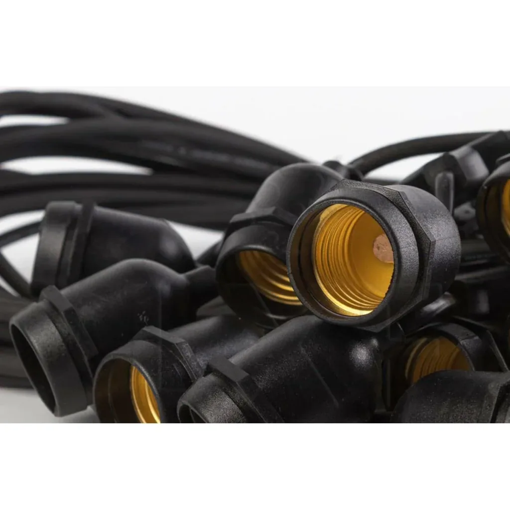 VT-713 Wasserdichtes Kabel E27 komplett mit 15 Armaturen - Prick-Kabel - Partybeleuchtung - E27 - 15 Meter - anschließba