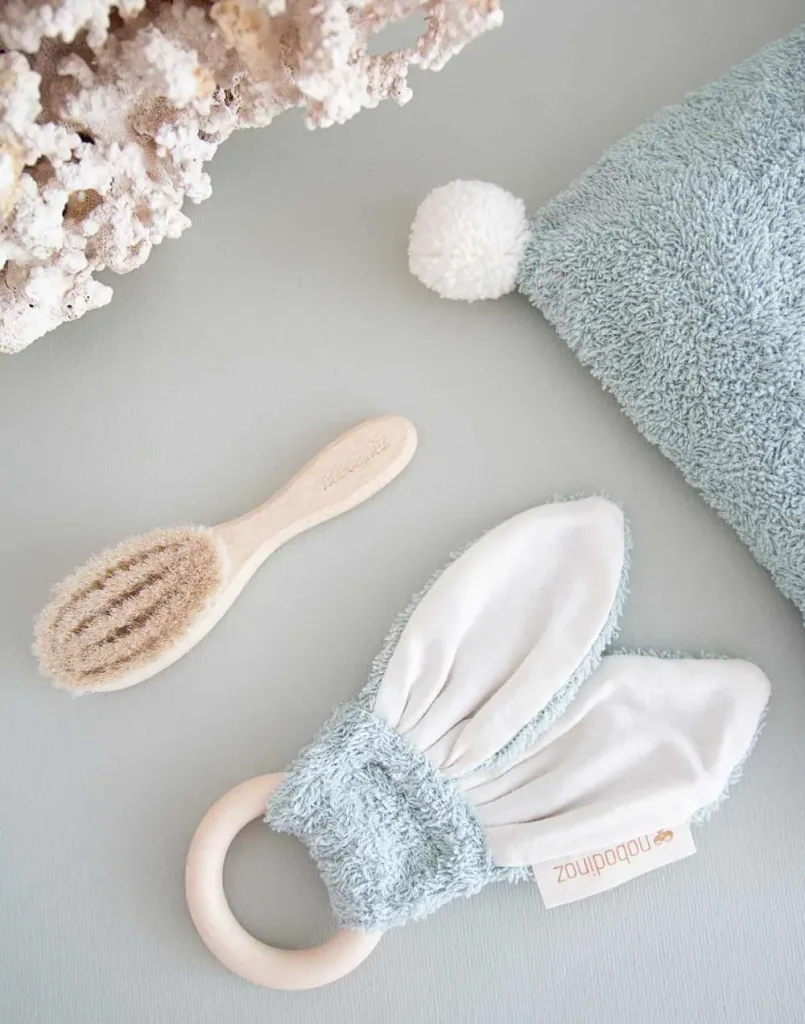 Nobodinoz Baby Beissring Häschen aqua