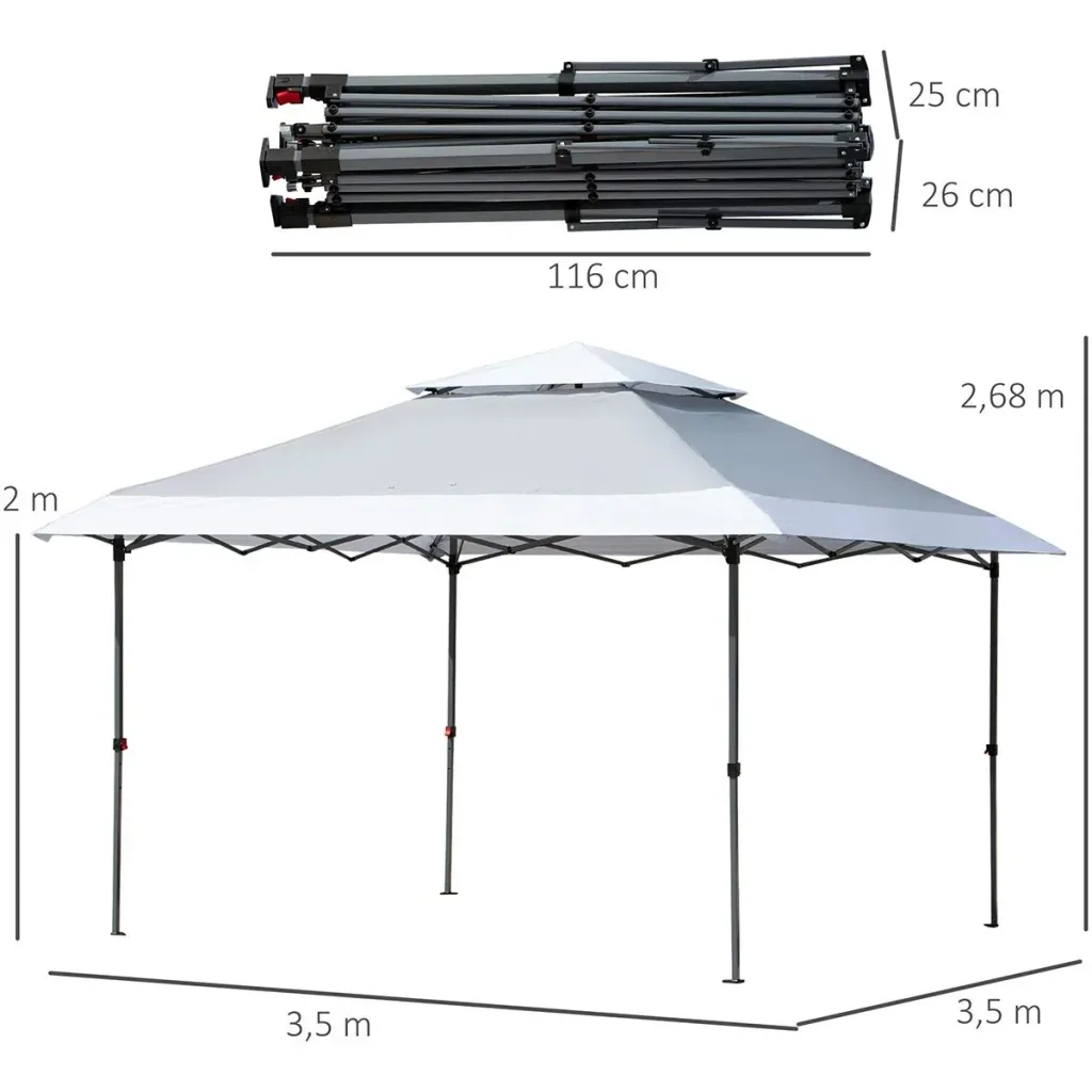 Pop-Up-Pavillon zusammenfaltbar hellgrau, weiß