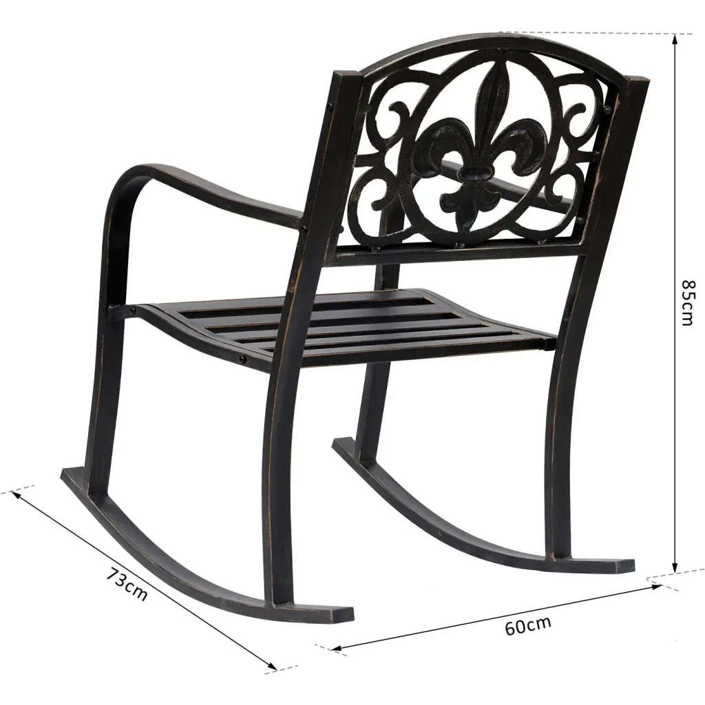 Schaukelstuhl Gartenstuhl antik Metall Bronze