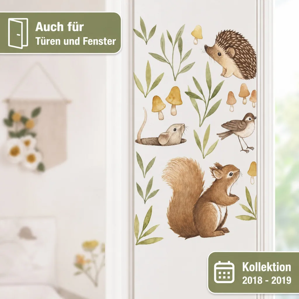Lilipinso Wandsticker A3 Waldtiere mit Pilzen braun grün