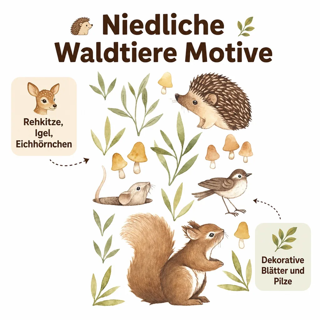 Lilipinso Wandsticker A3 Waldtiere mit Pilzen braun grün