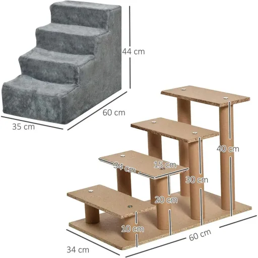 Haustiertreppe mit abnehmbarem Bezug grau