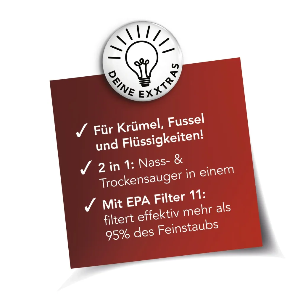 Akku-Handstaubsauger, Nass/ Trocken, Grau/ Rot, 7,4 Volt