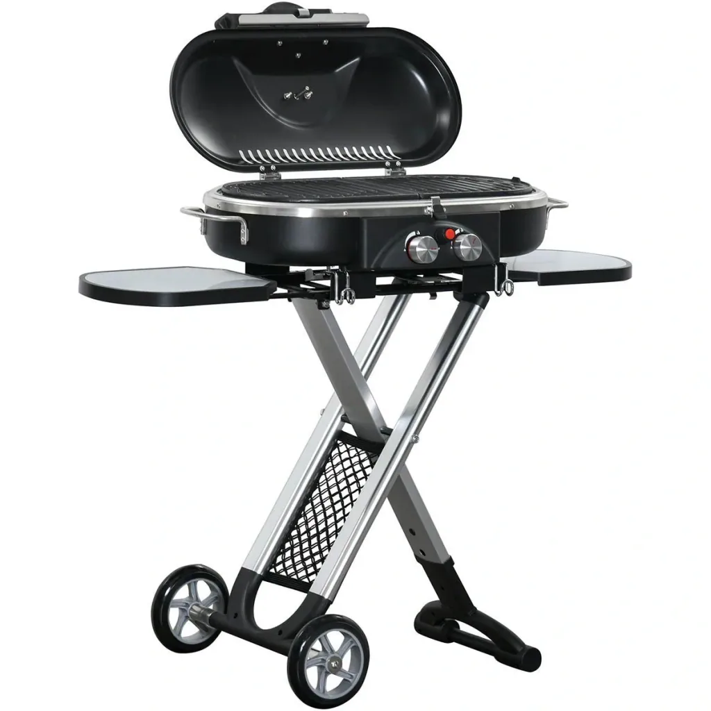 BBQ Grill mit 2 Brennern - Aluminium - Schwarz/Silber - 100 x 41,6 x 82,5 cm