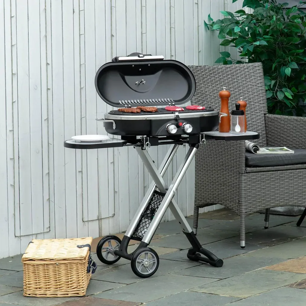 BBQ Grill mit 2 Brennern - Aluminium - Schwarz/Silber - 100 x 41,6 x 82,5 cm