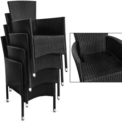 Gartenset Polyrattanbank Riga - 13-teilig und stapelbar
