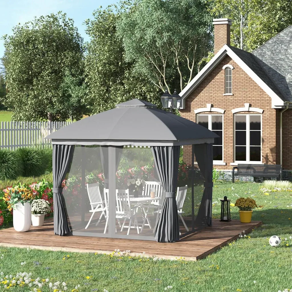 Pavillon mit Sonnensegel Aluminium 3 m x 3 m