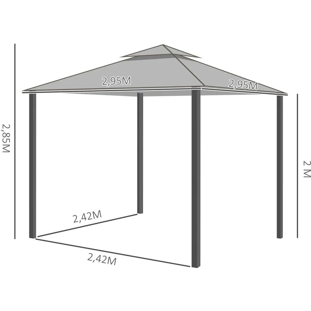Pavillon mit Sonnensegel Aluminium 3 m x 3 m