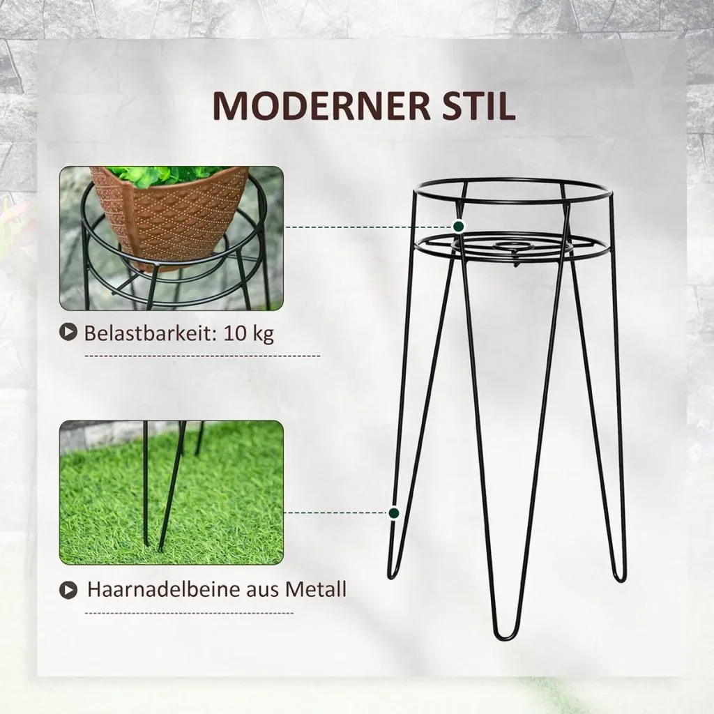 Blumenständer 3er Set aus Metall Pflanzenständer Set Blumenhocker Blumentopfhalter Pflanzenhocker für Blumentopf bis Ø16