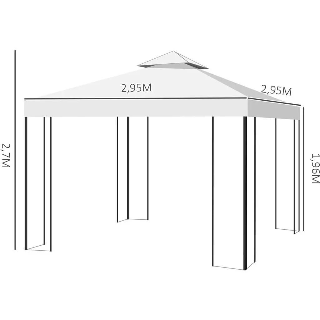 Gartenpavillon mit Blatt-Design Pavillon 2,95 x 2,95 m stahlrahmen Doppeldach atmungsaktiv Partyzelt Festzelt Polyester