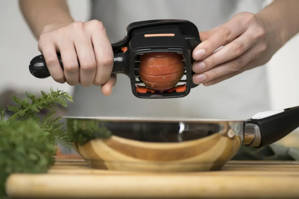 5 in 1 Gemüseschneider „Nicer Dicer Quick“, Handgerät, Schwarz/ Orange, 5-teilig