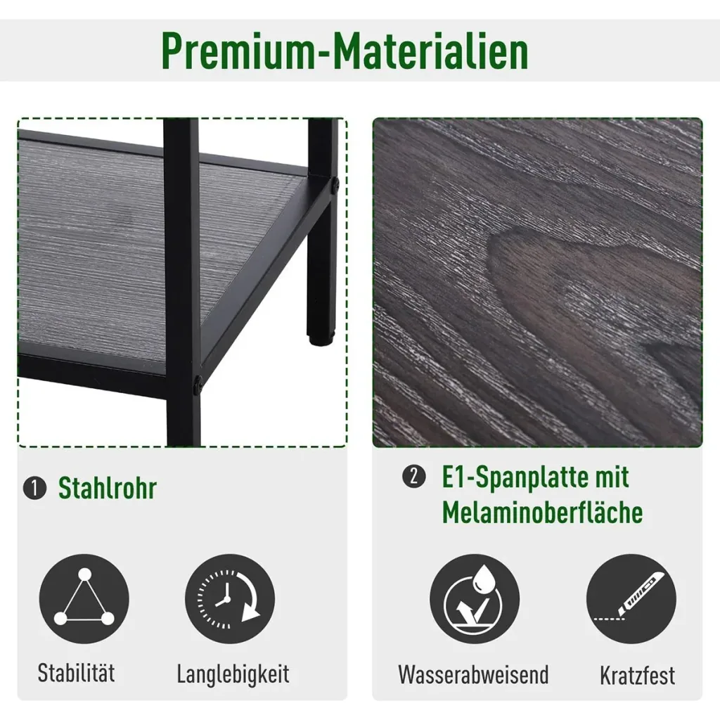 Konsolentisch mit 2 Schubladen grau/schwarz
