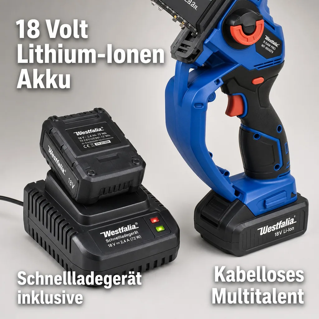 X-SAW mit Verlängerung, 2 Ah Akku und Schnellladegerät