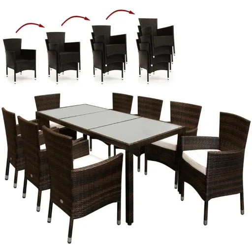 Gartenset Polyrattan Set 17 - stapelbar Bali braun